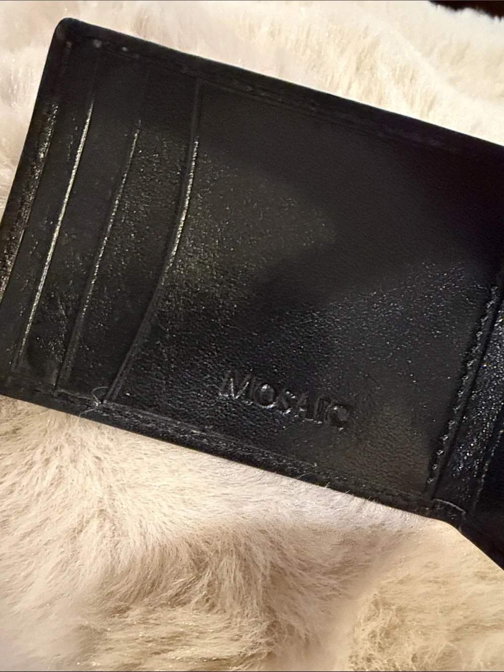 Mosaic Men's Black Leather Money Clip Credit Card Wallet